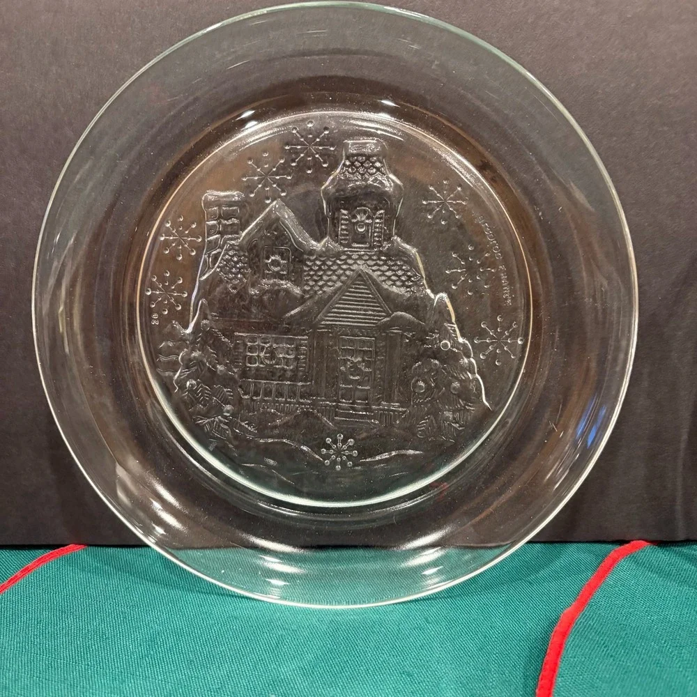 VTG 4-Arcoroc France Chalet Snow Cabin Clear Glass‎ 7.5